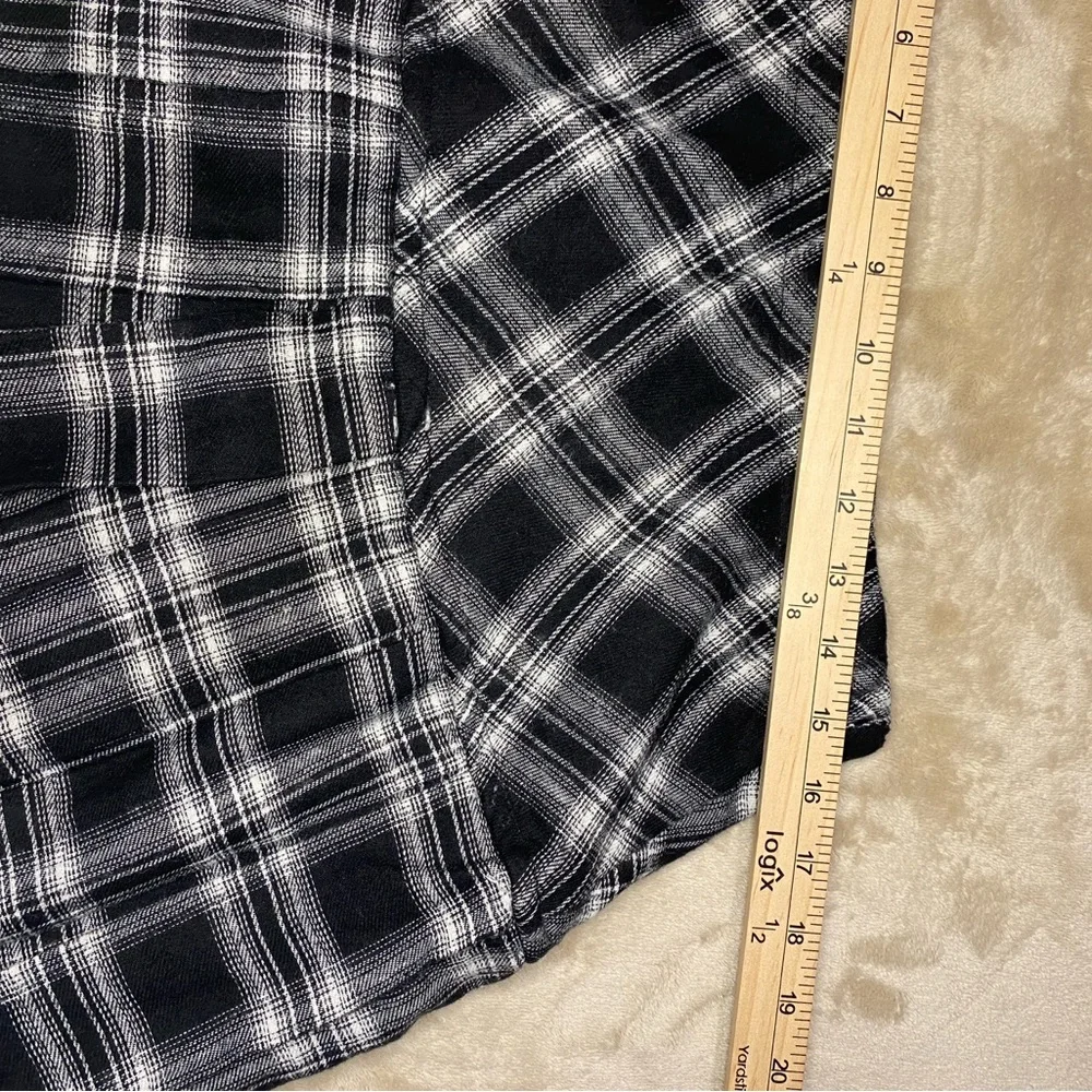 Academia pleated mini skirt grunge Y2K sexy goth flannel plaid uniform XL